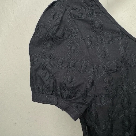 JUICY COUTURE Embroidered Shift Dress Black 100% Cotton A-Line Scoop Neck Size 6 - Picture 5 of 15
